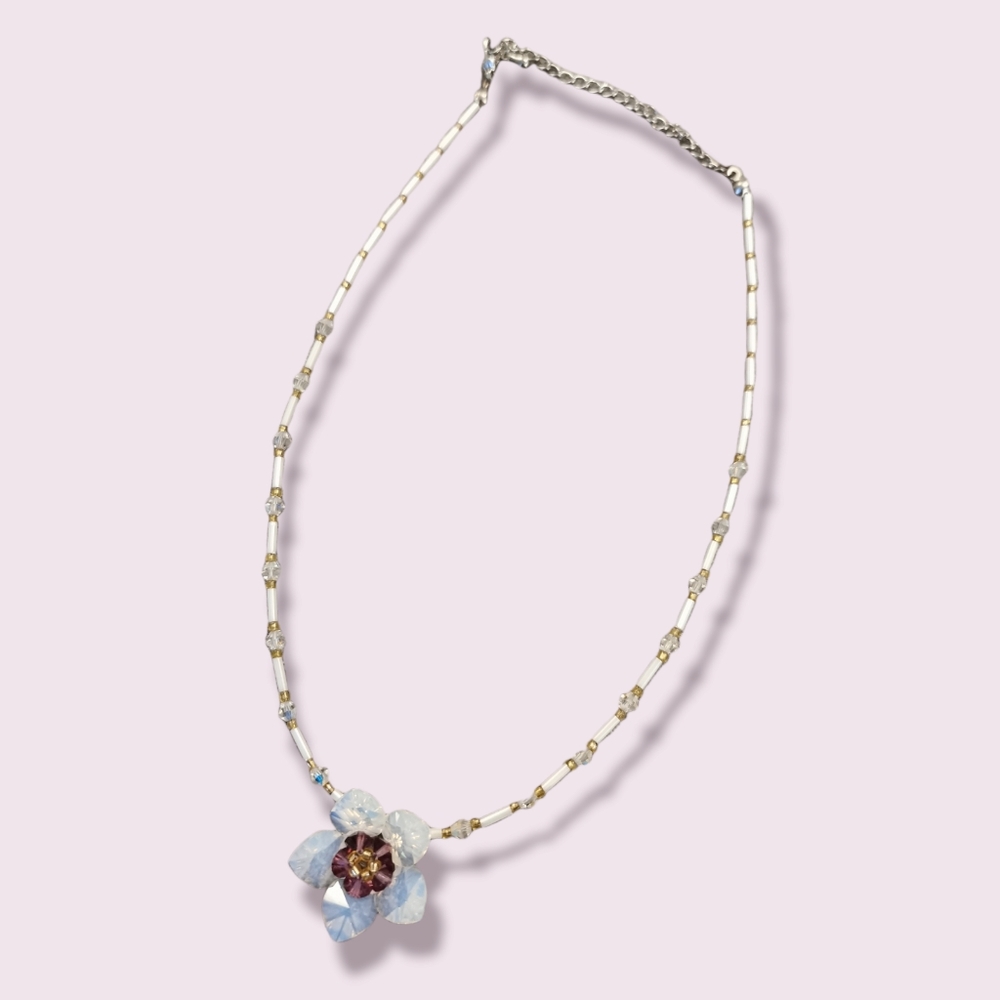 Austrian Crystal Necklace - Beaded Flower